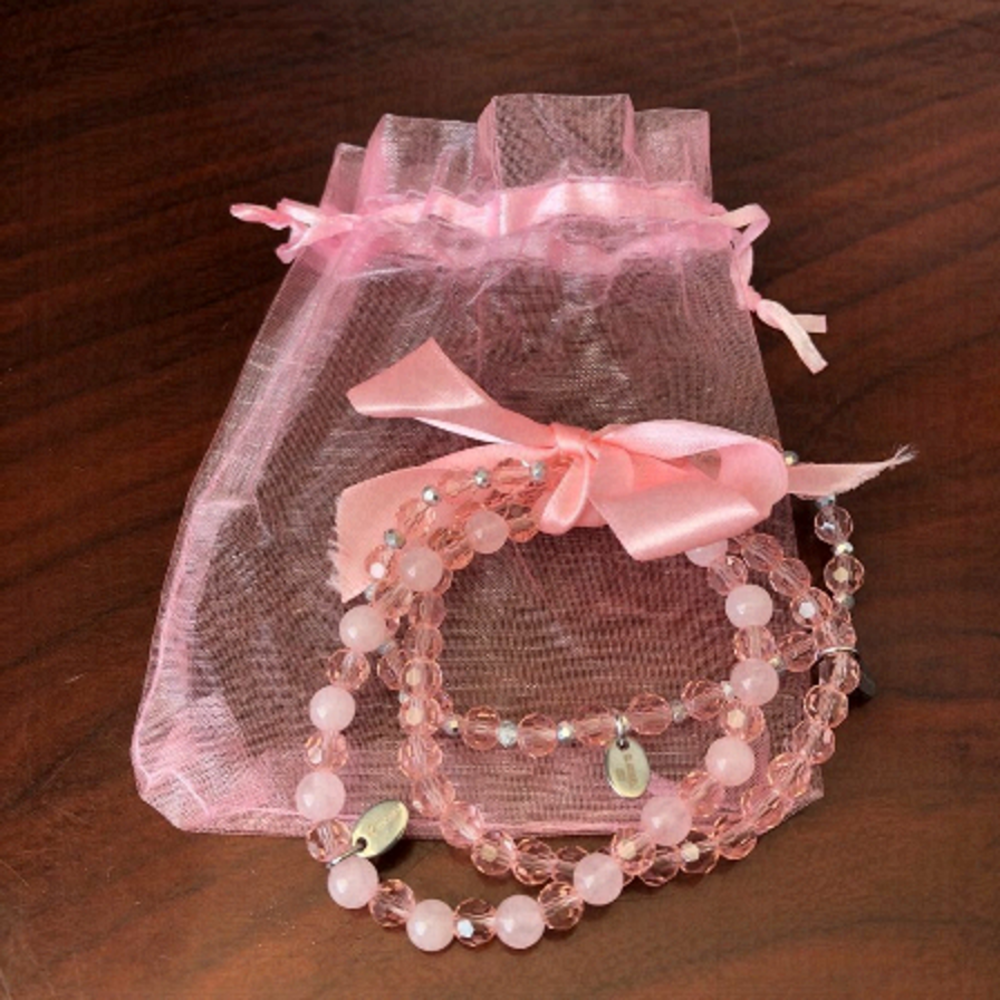 TOCARA Pink Debbie Breast Cancer awareness Elastic Bracelets set of 3